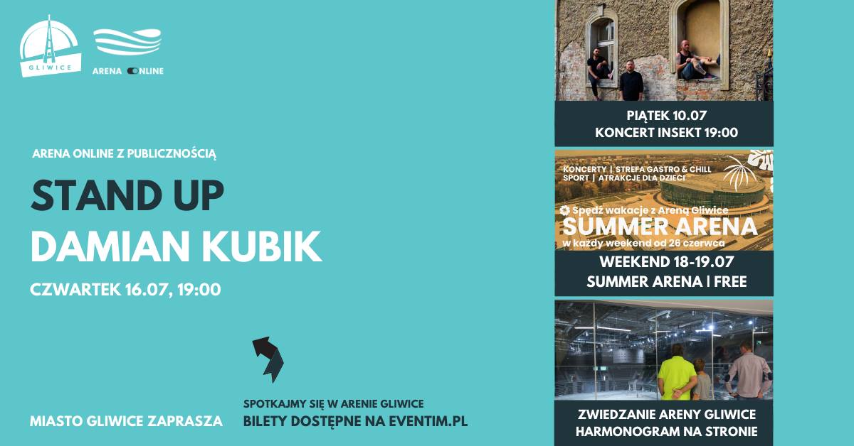 Lewa strona plakatu skupia się na elementach tekstowych dotyczących wydarzenia