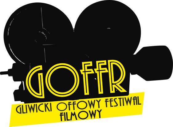 Grafika przedstawiająca kamerę w kolorze czarnym, poniżej napis: GOFFR Gliwicki Offowy Festiwal Filmowy