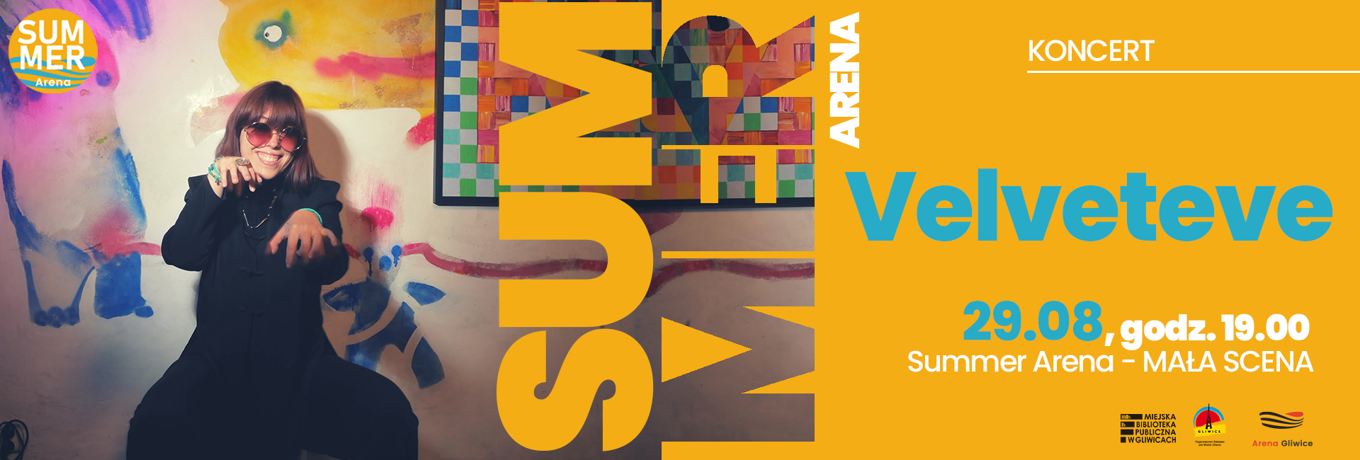 Koncert Velveteve, 29 sierpnia o godz. 19.00 pod Arena Gliwice, wstęp wolny. 
