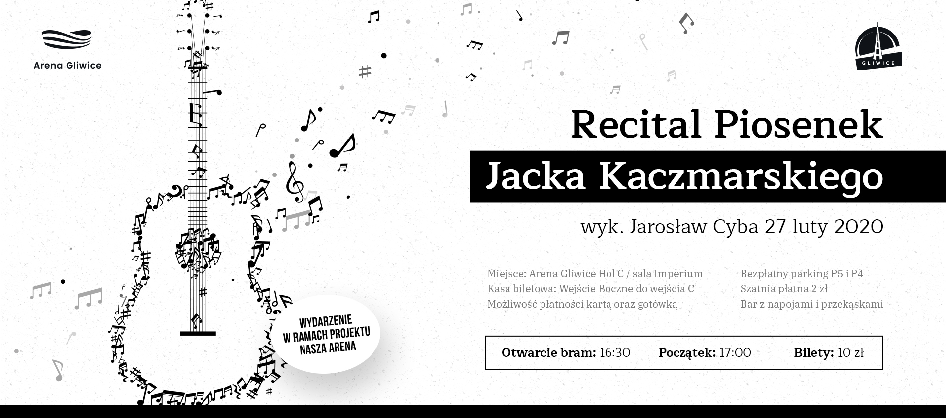 banner graficzny z gitara i informacjach o koncercie (w tekście)