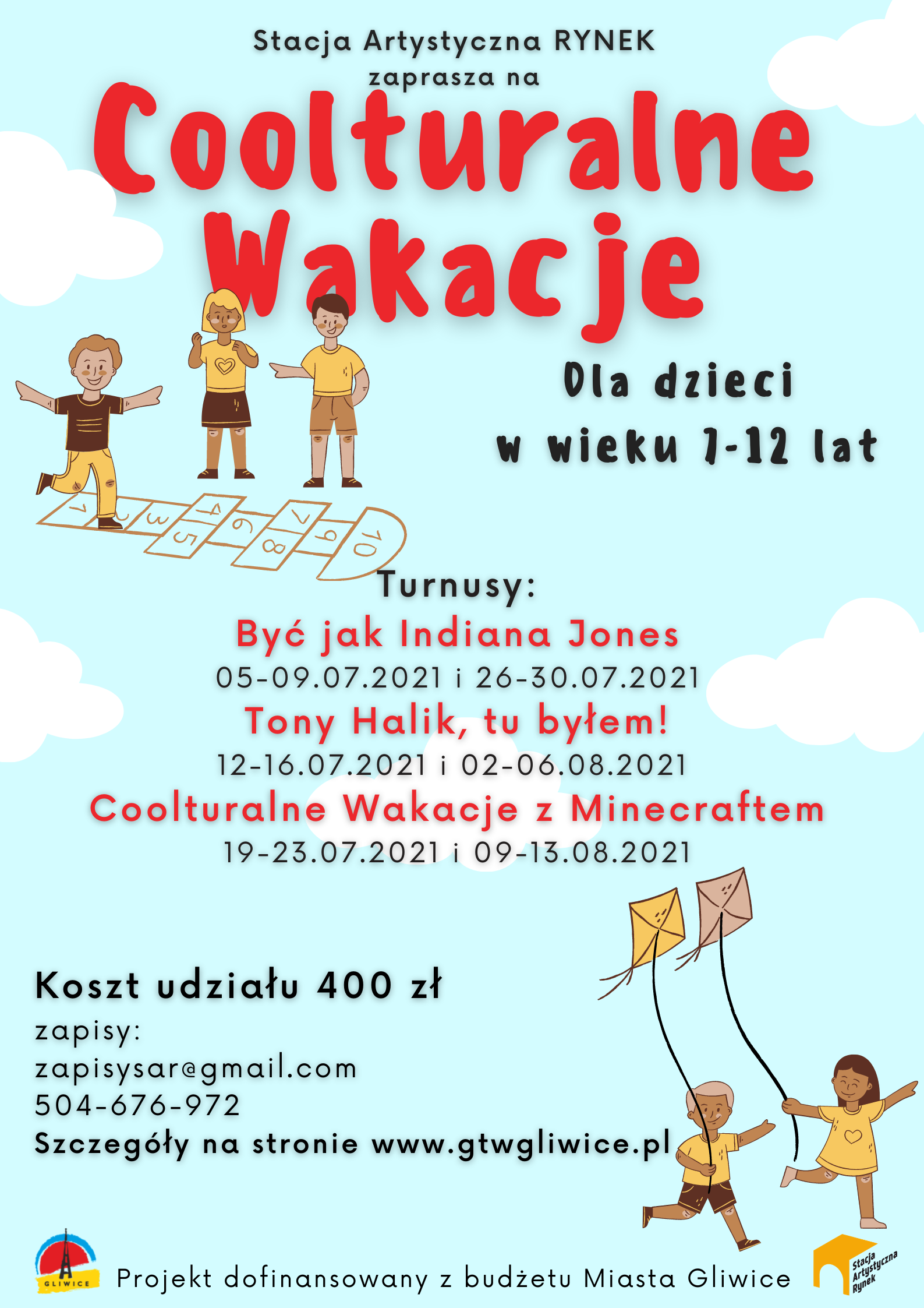 Plakat promujący Coolturalne Wakacje 2021