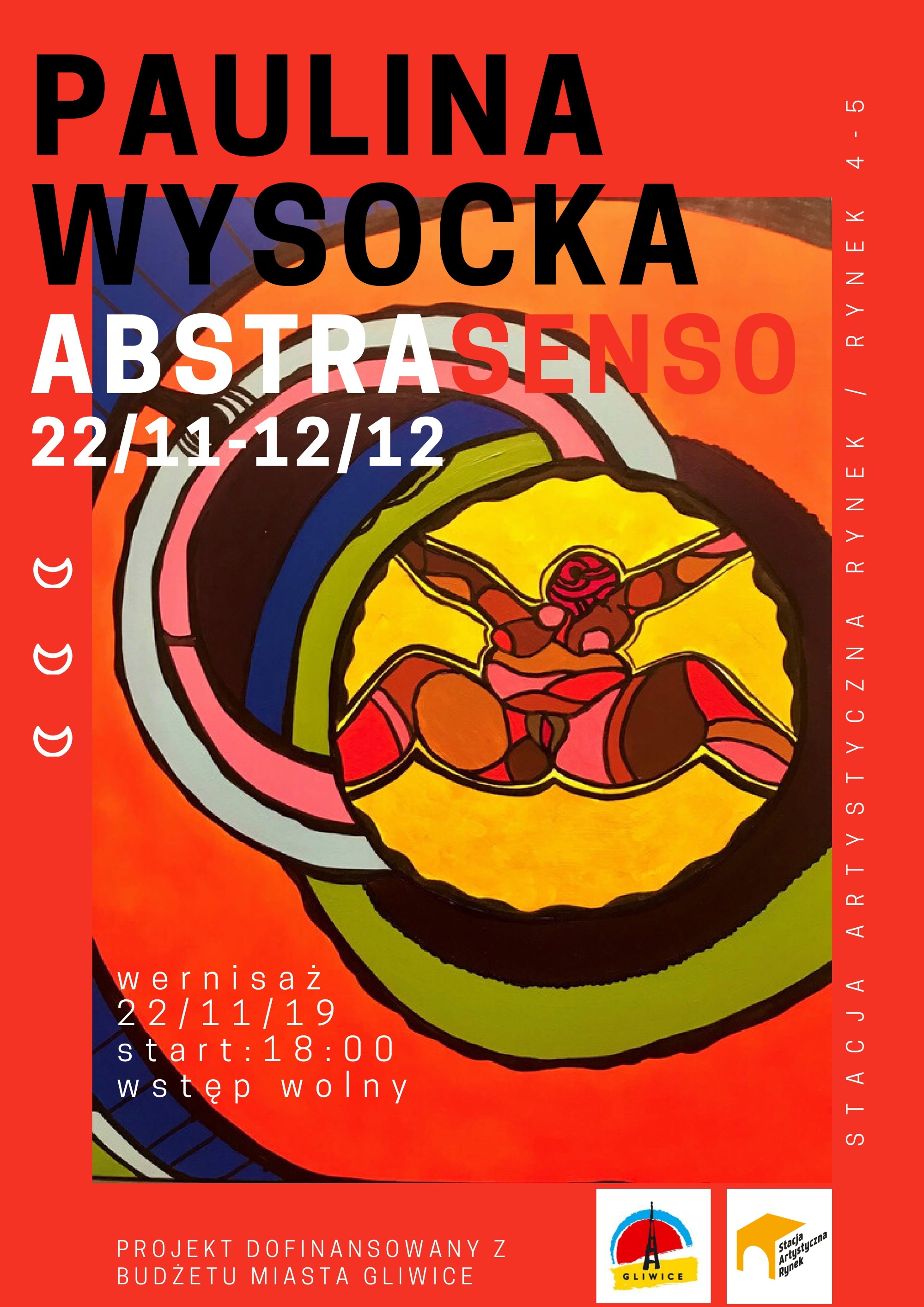 Plakat informujący o wydarzeniu, w tle znajduje się jeden z obrazów Pauliny Wysockiej