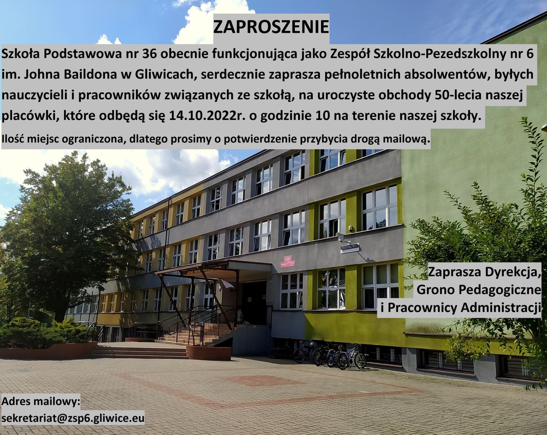 Jubileusz 50-lecia Szkoły Podstawowej nr 36 im. Johna Baildona w Gliwicach