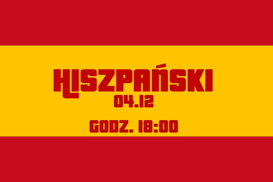 flaga hiszpanii z graficzną informacją o dacie warsztatów