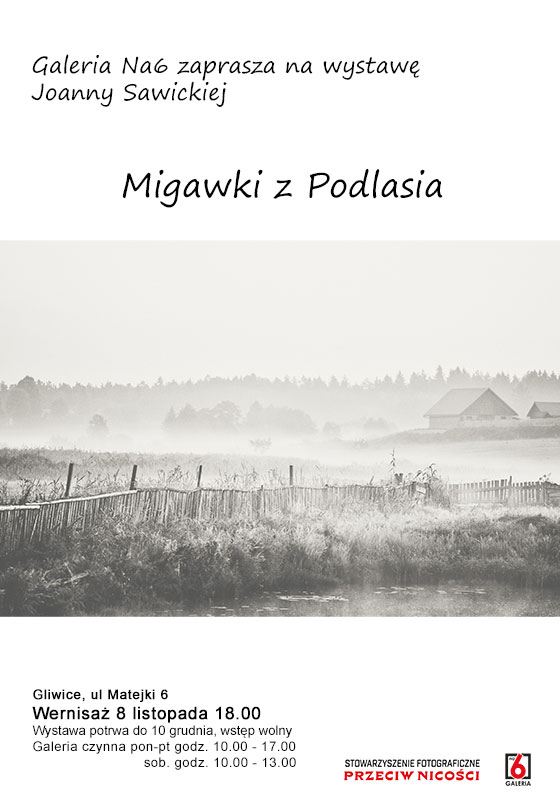Plakat promujący wystawę fotograficzną w Galerii Na6 