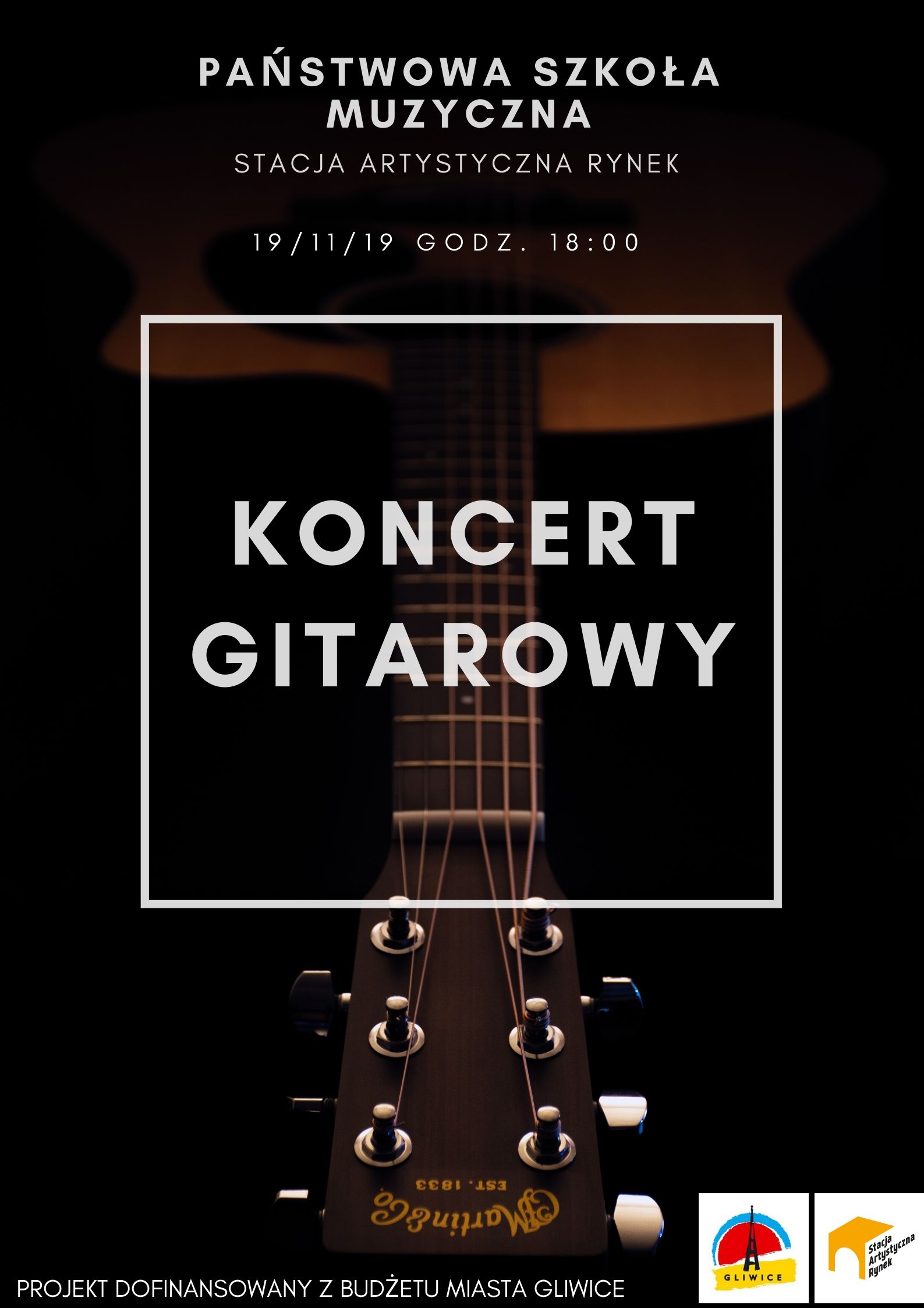 Plakat reklamujący koncert gitarowy