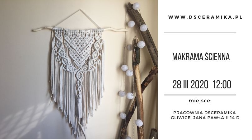 zdjęcia wyplecionej makramy na ścianie