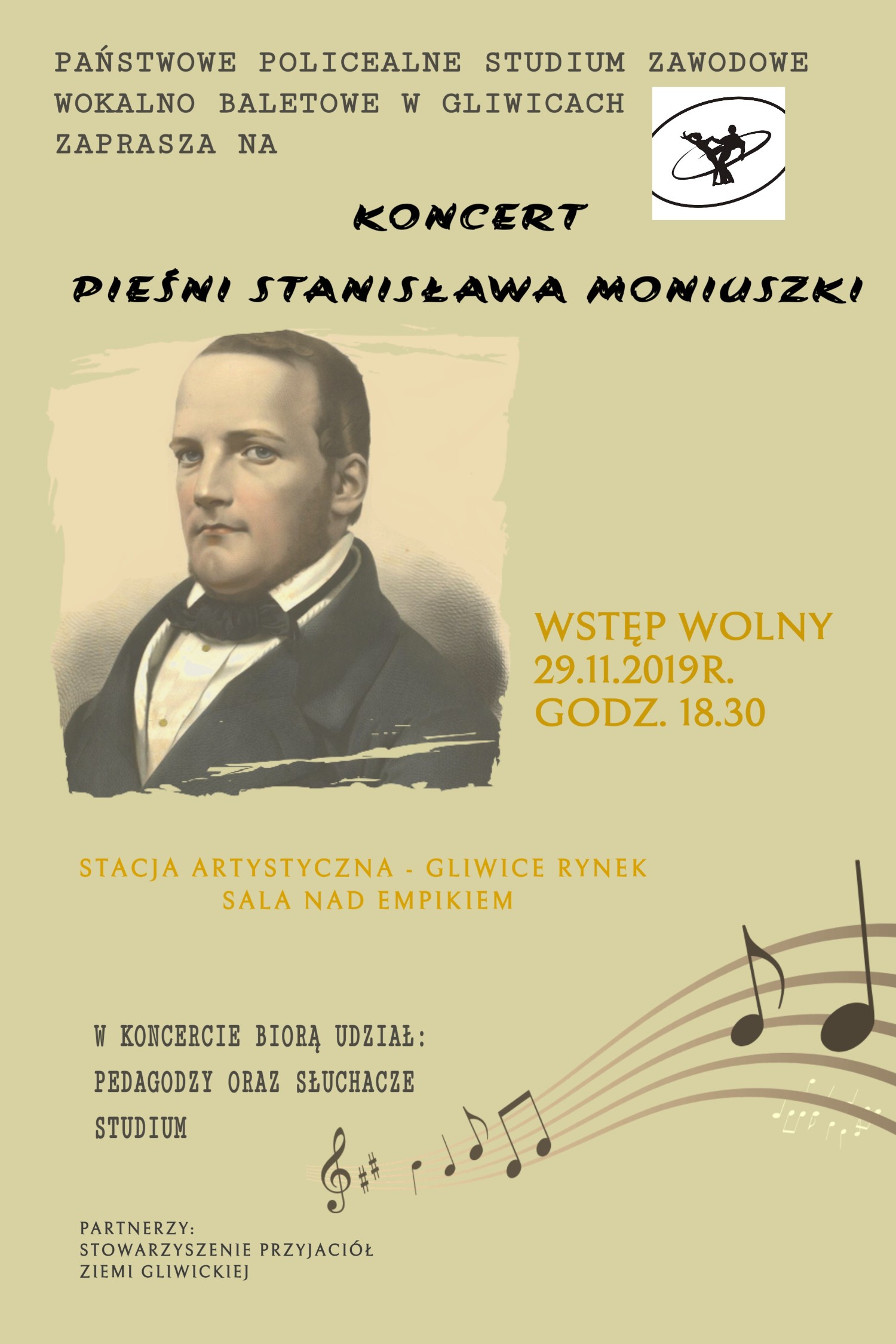 plakat z wizerunkiem Stanisława Moniuszki