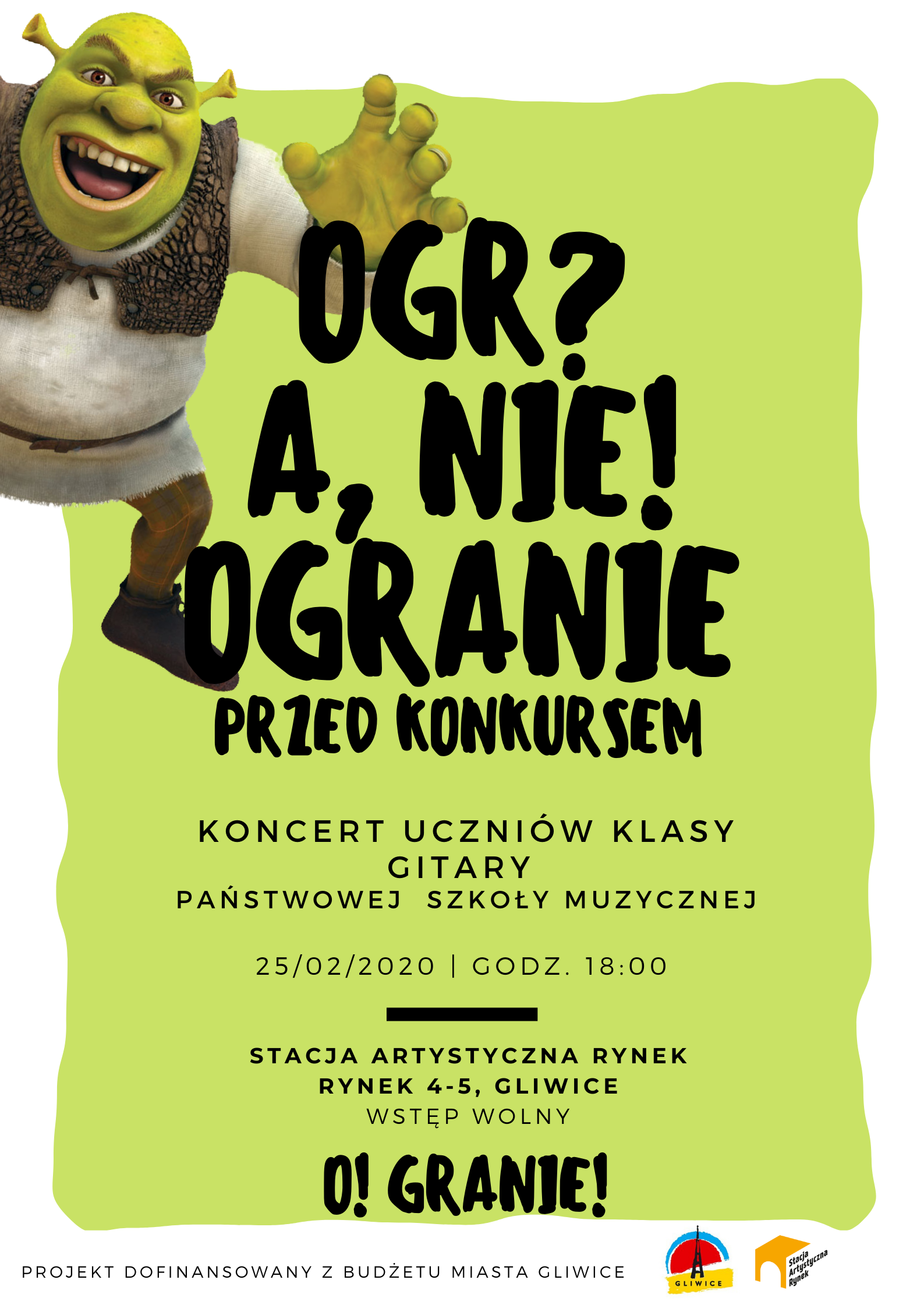 plakat informujący o koncercie klasy gitary PMS I i II st.