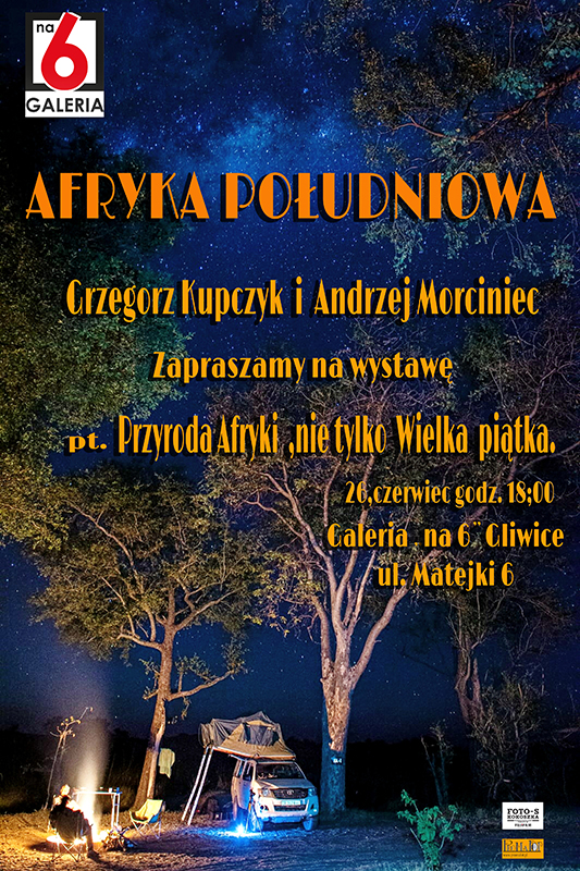 Plakat przedstawia obóz autorów fotografii z wyprawy do Afryki