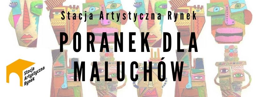 Napis "Poranek dla maluchów", logo SAR na tle masek nawiązujących do twórczości Picassa