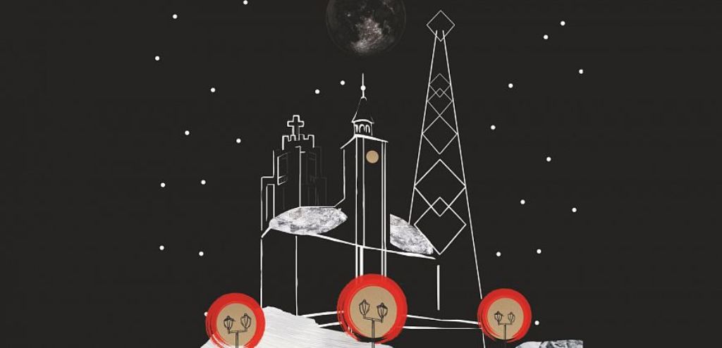 slider graficzny ilustracyjny przedstawiający zarys obiektów architektonicznych