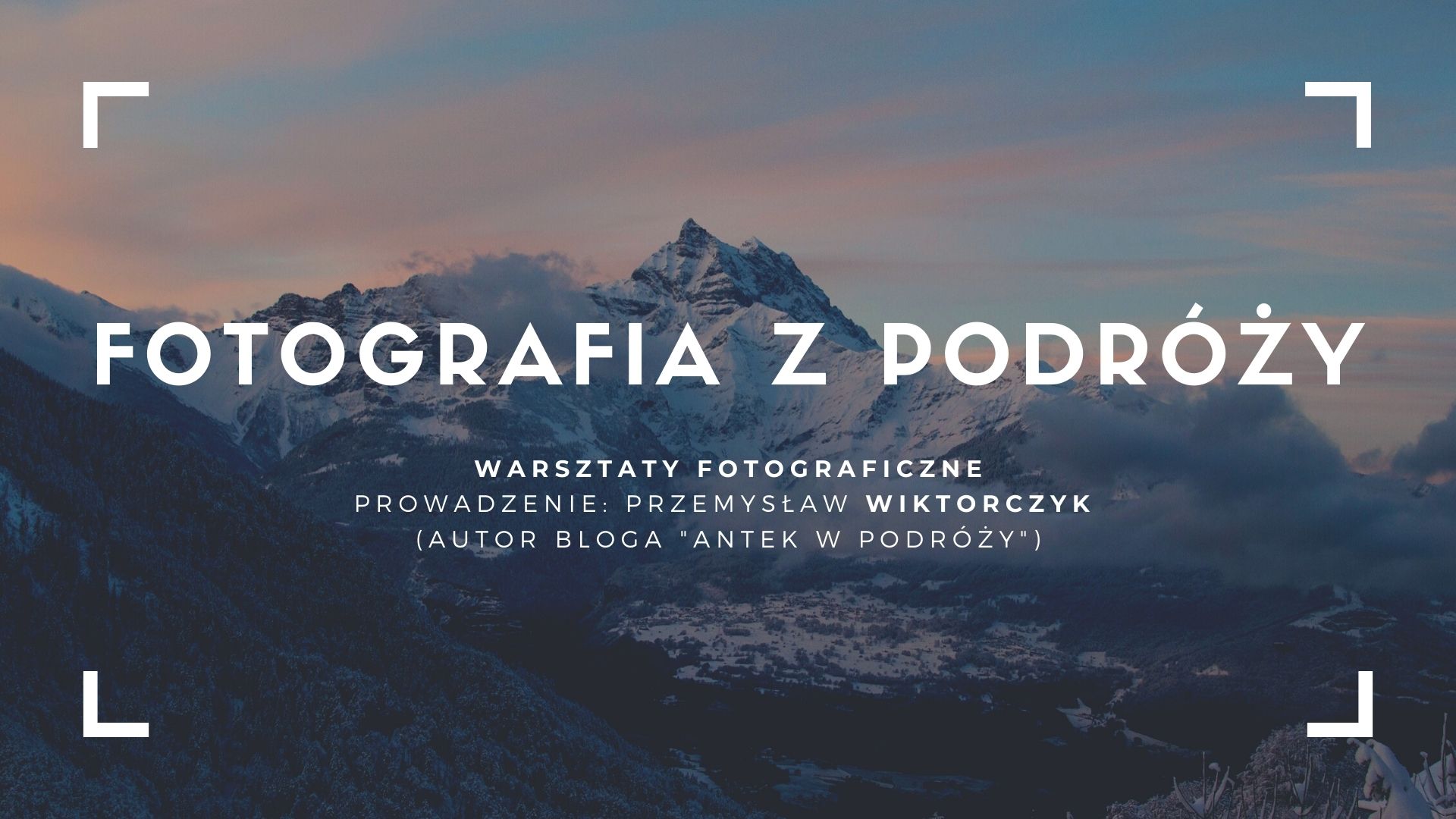 Grafika zapowiadająca warsztaty fotograficzne "Fotografia z podróży"