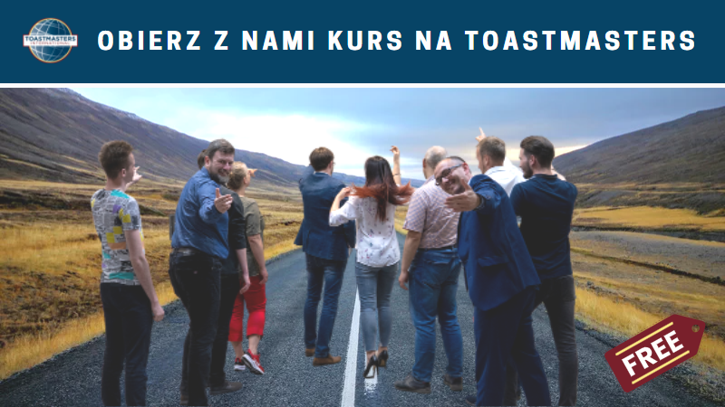 Grafika promująca wydarzenie „Obierz z nami kurs na Toastmasters”