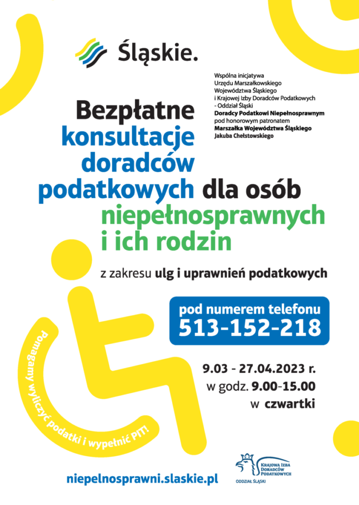 Plakat akcji "Doradcy podatkowi niepełnosprawnym"