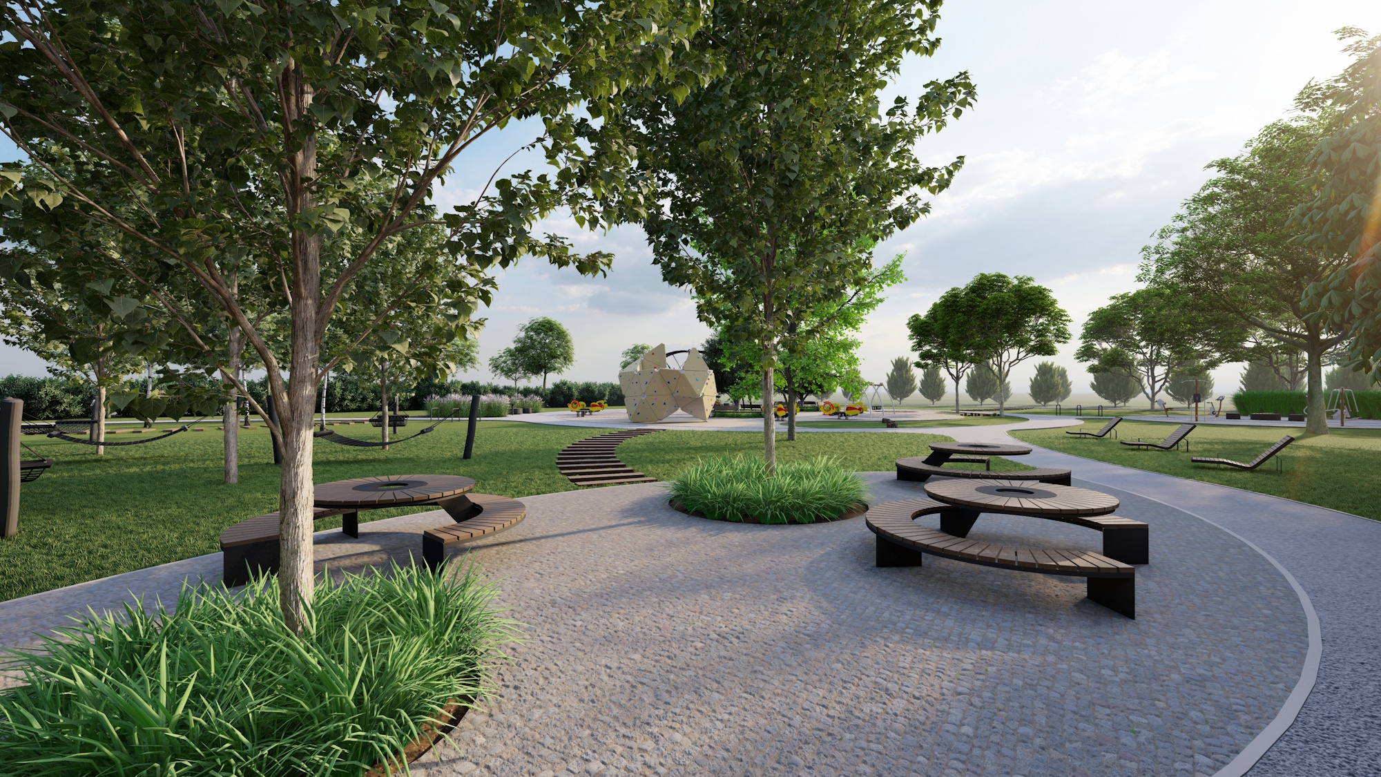 wizualizacja z ławkami