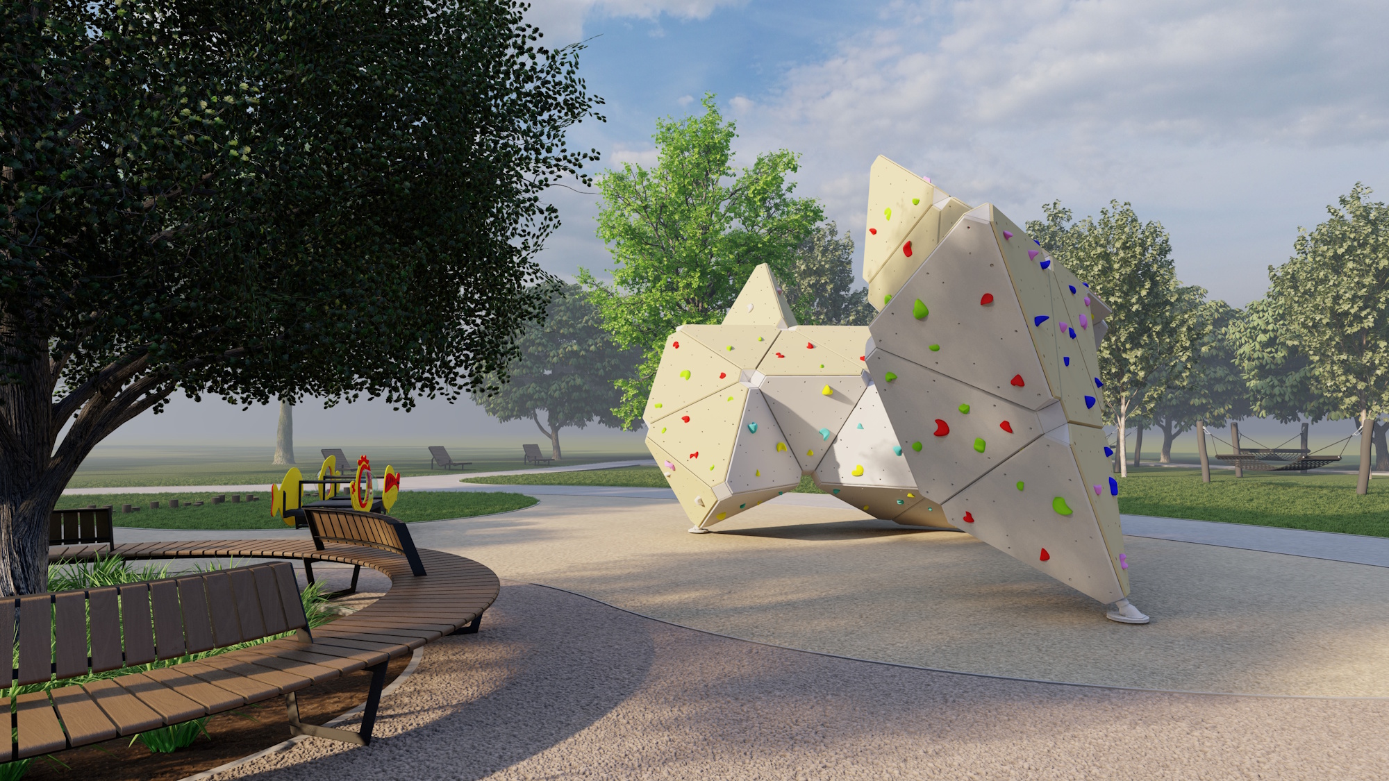 wizualizacja ze ścianką wspinaczkową