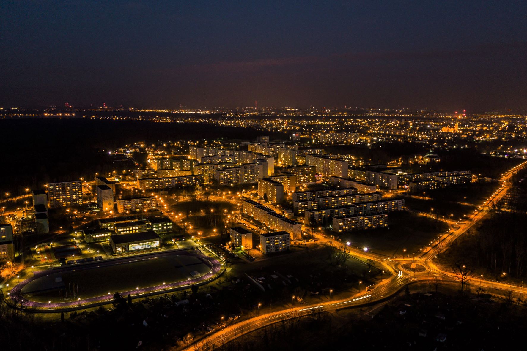 Zdjęcie nocne osiedla Kopernika