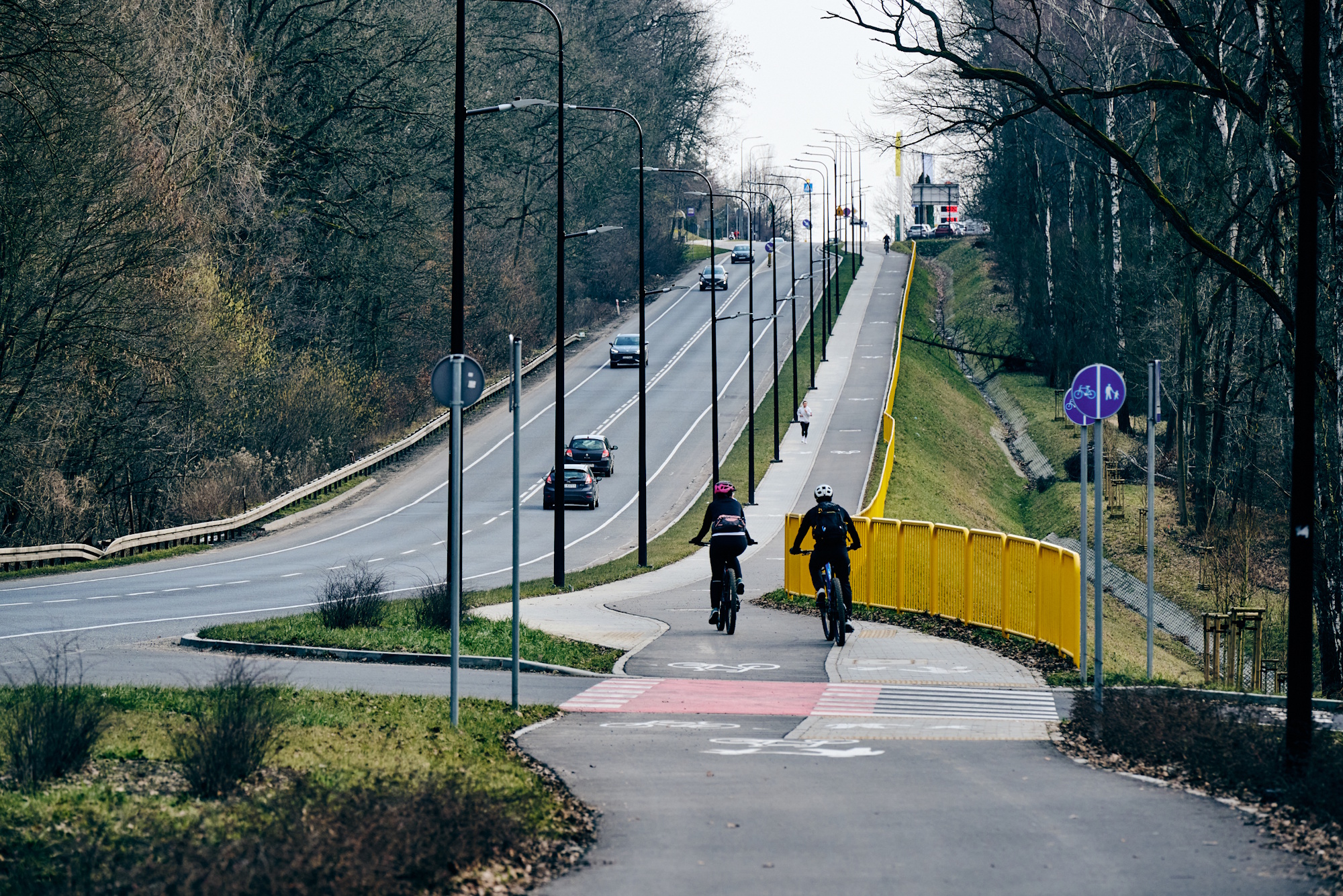 rowerzyści na ścieżce rowerowej od Czechowic do Kopernika