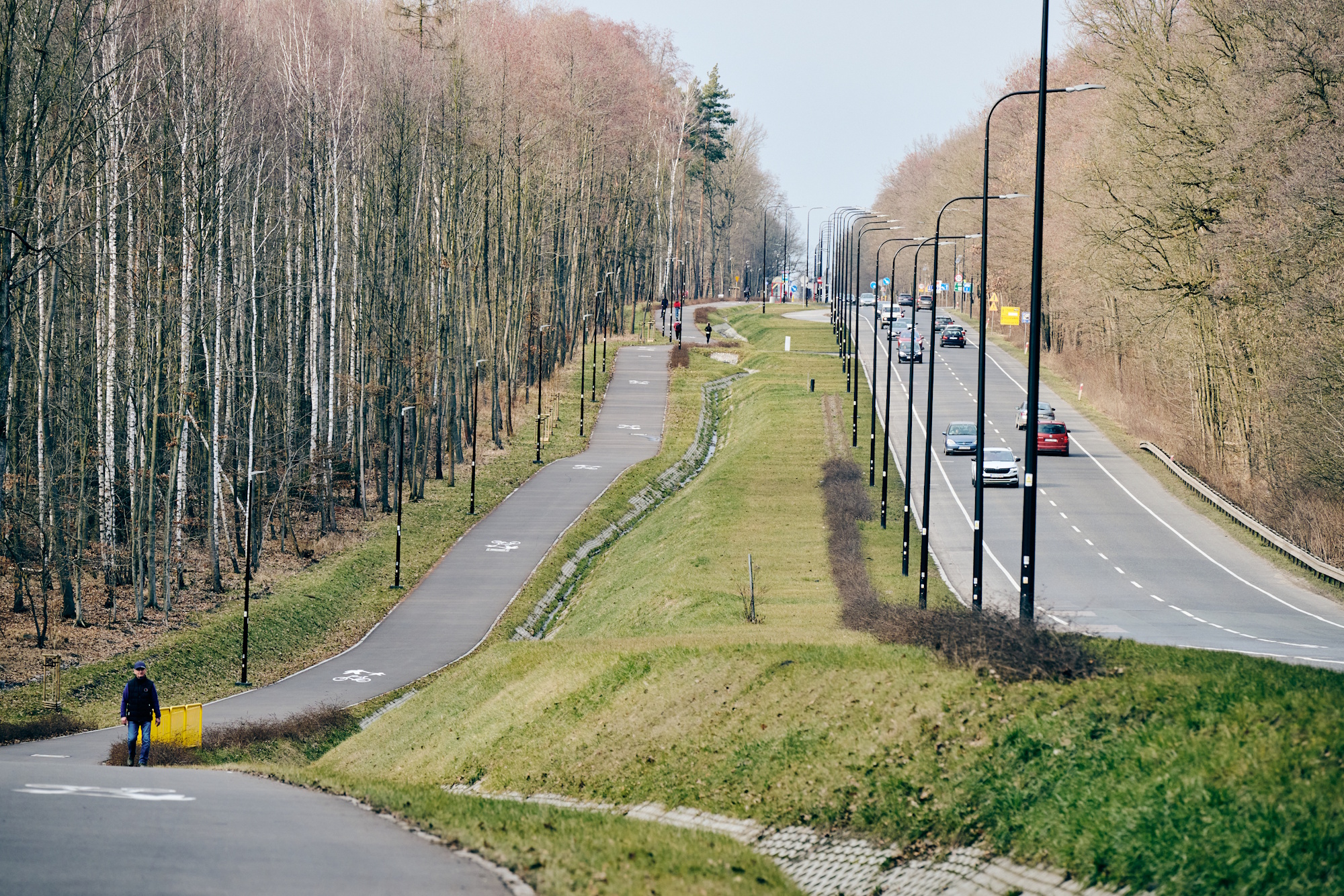 widok na ścieżkę rowerową w kierunku gliwickich Czechowic