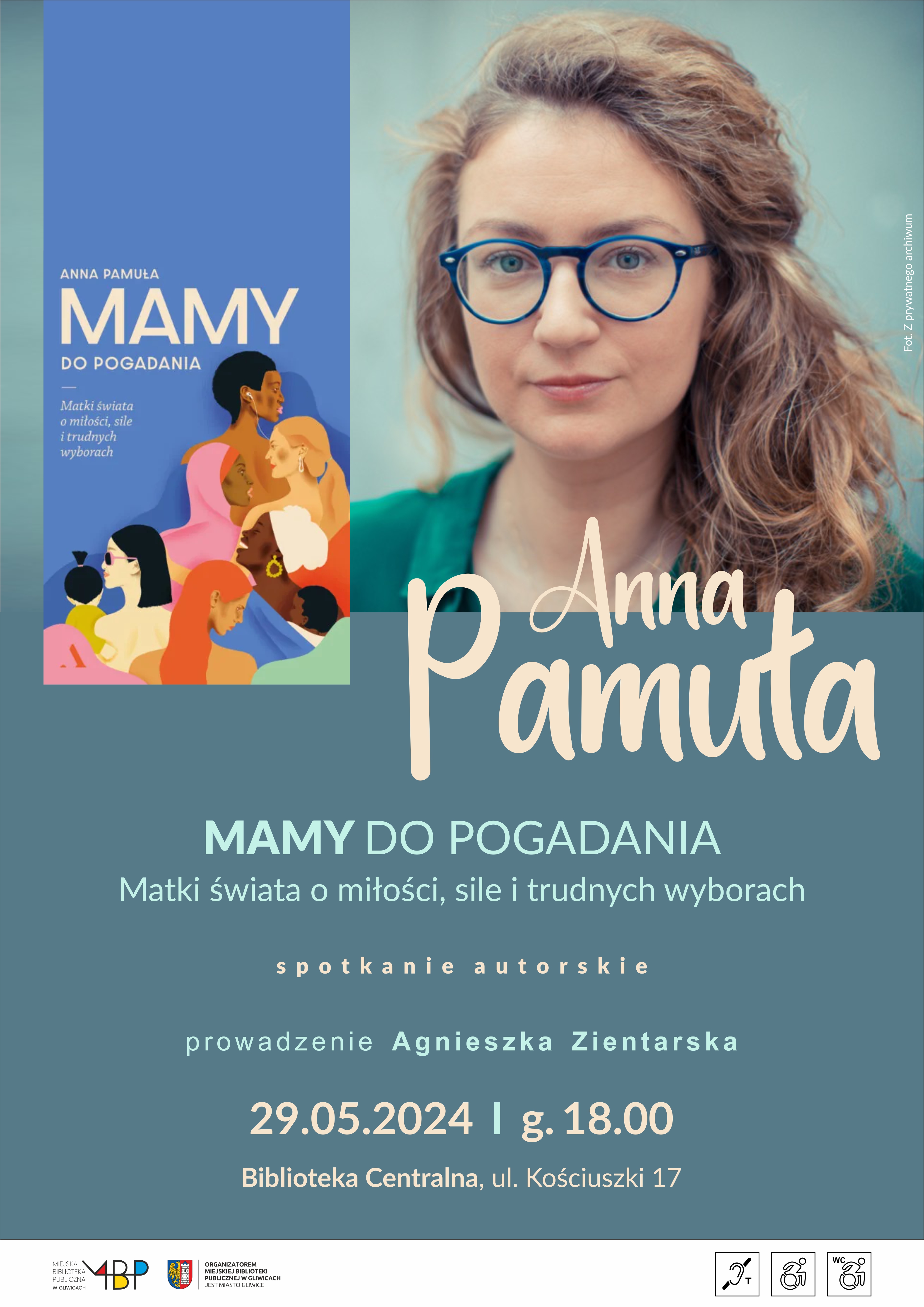 Plakat ze zdjęciem Anny Pamuły i okładką książki