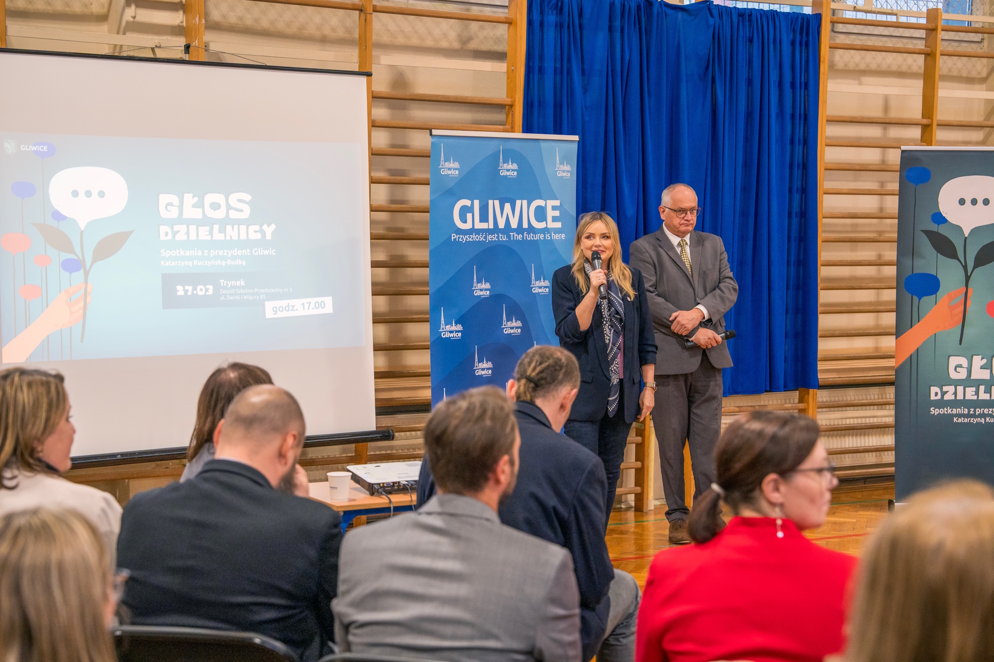 prezydent Gliwic w szkole na Trynku na spotkaniu z mieszkańcami