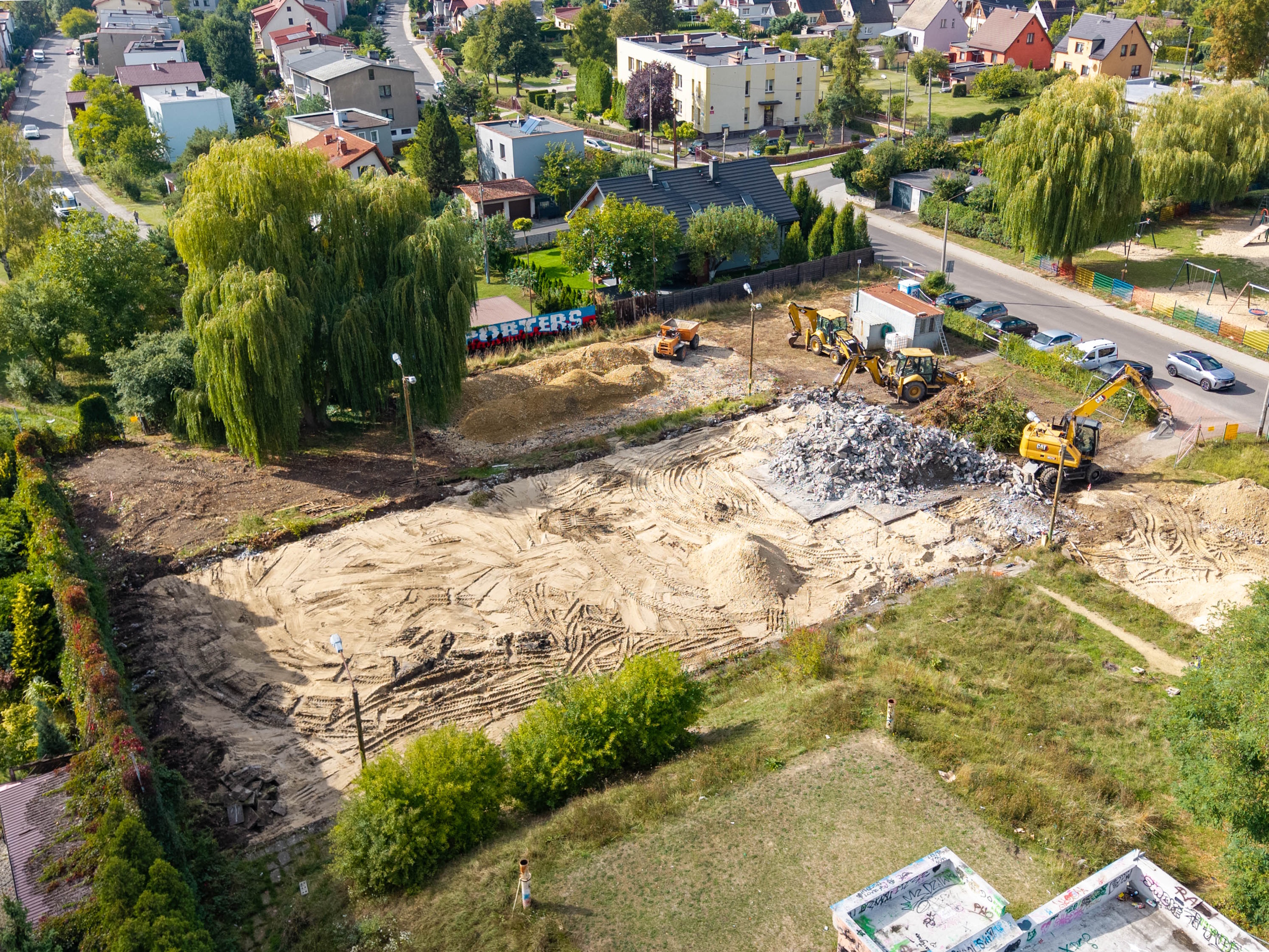 Plac budowy z lotu drona