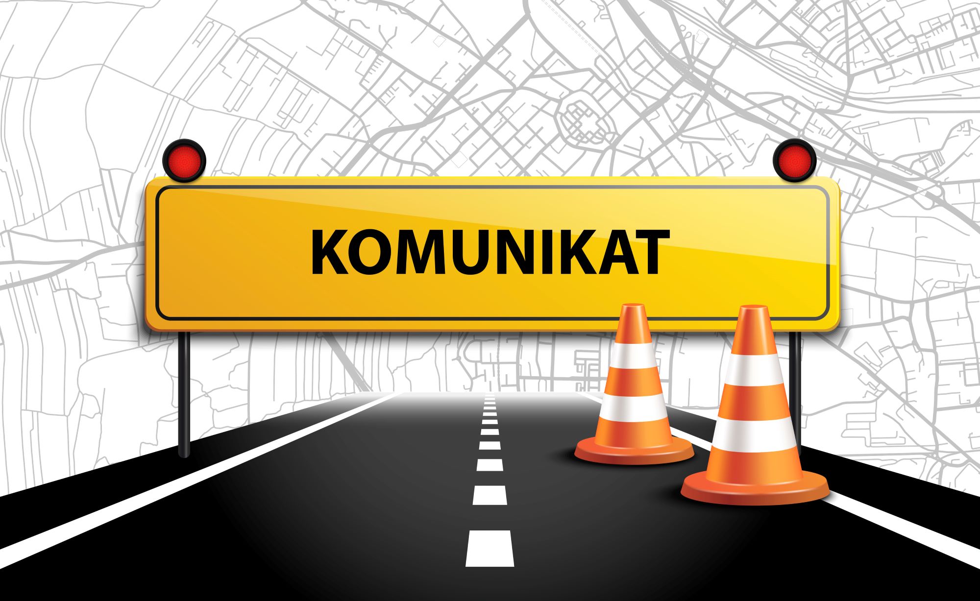 baner komunikatu z barierkami 