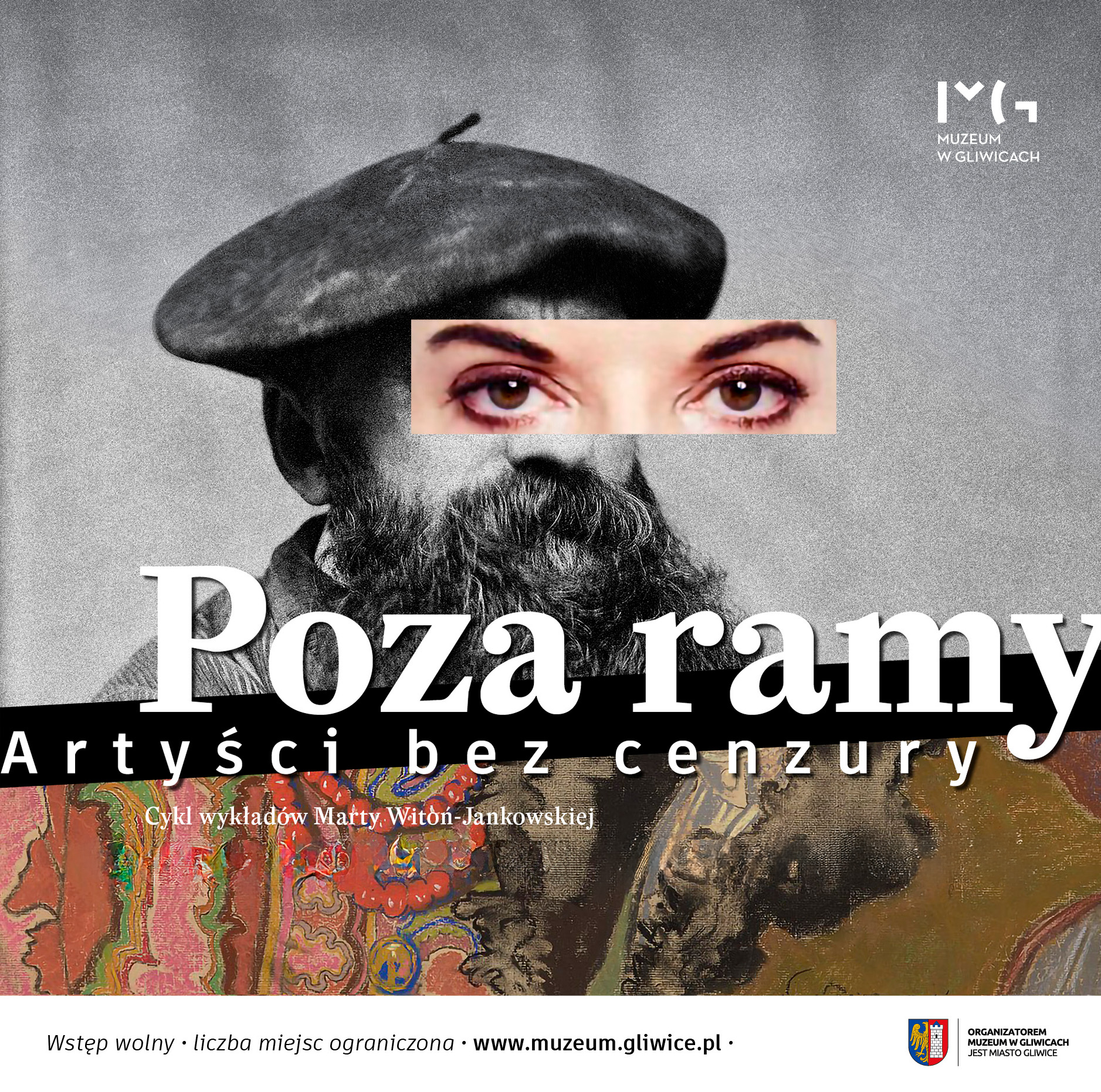 Grafika promująca cykl wykładów "Poza ramy. Artyści bez cenzury"