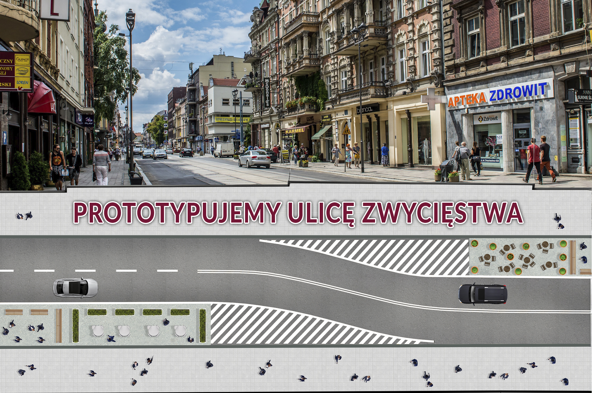 ulica, kamienice, ludzie