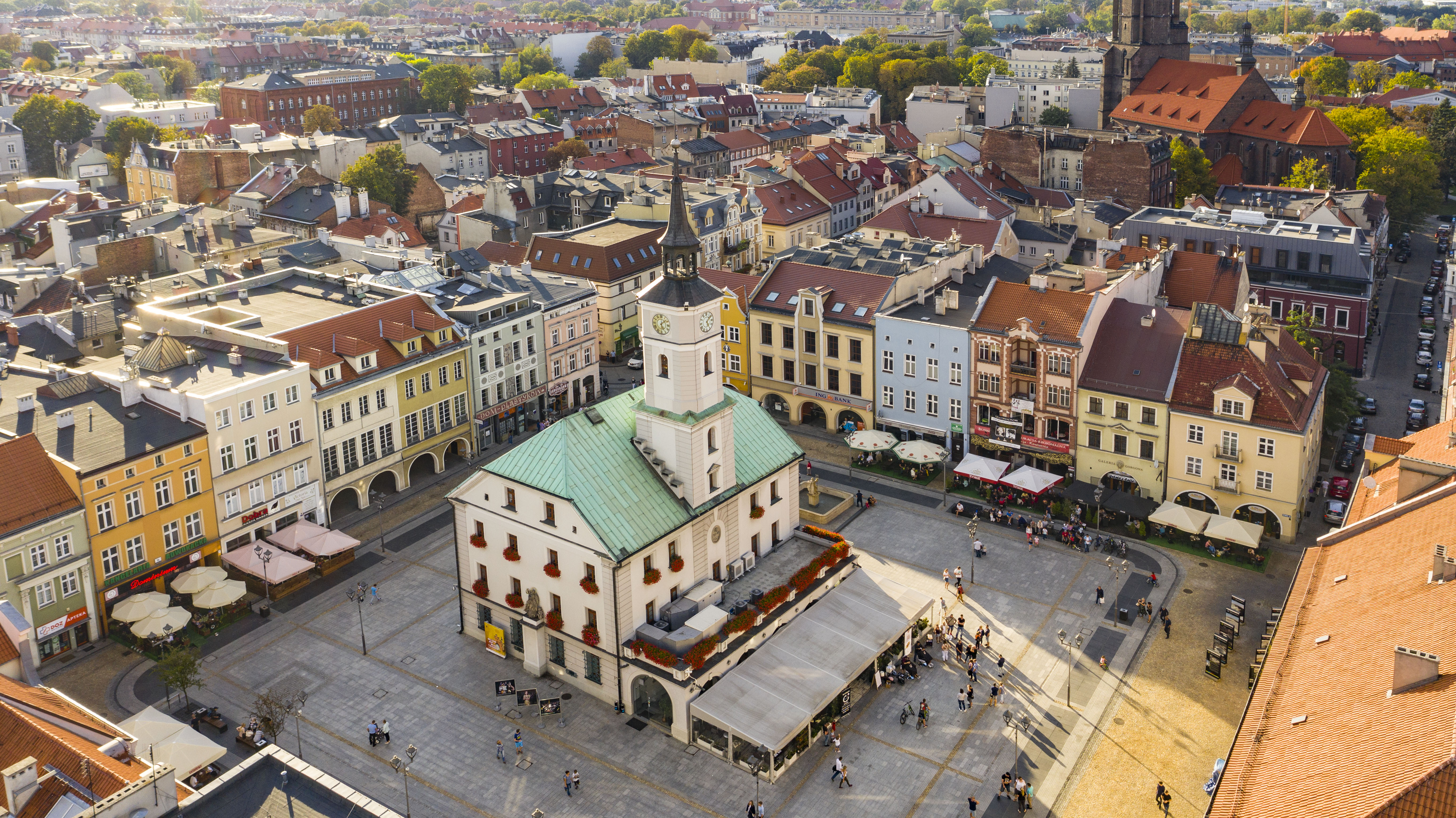 Gliwicki Rynek widoczny z lotu ptaka