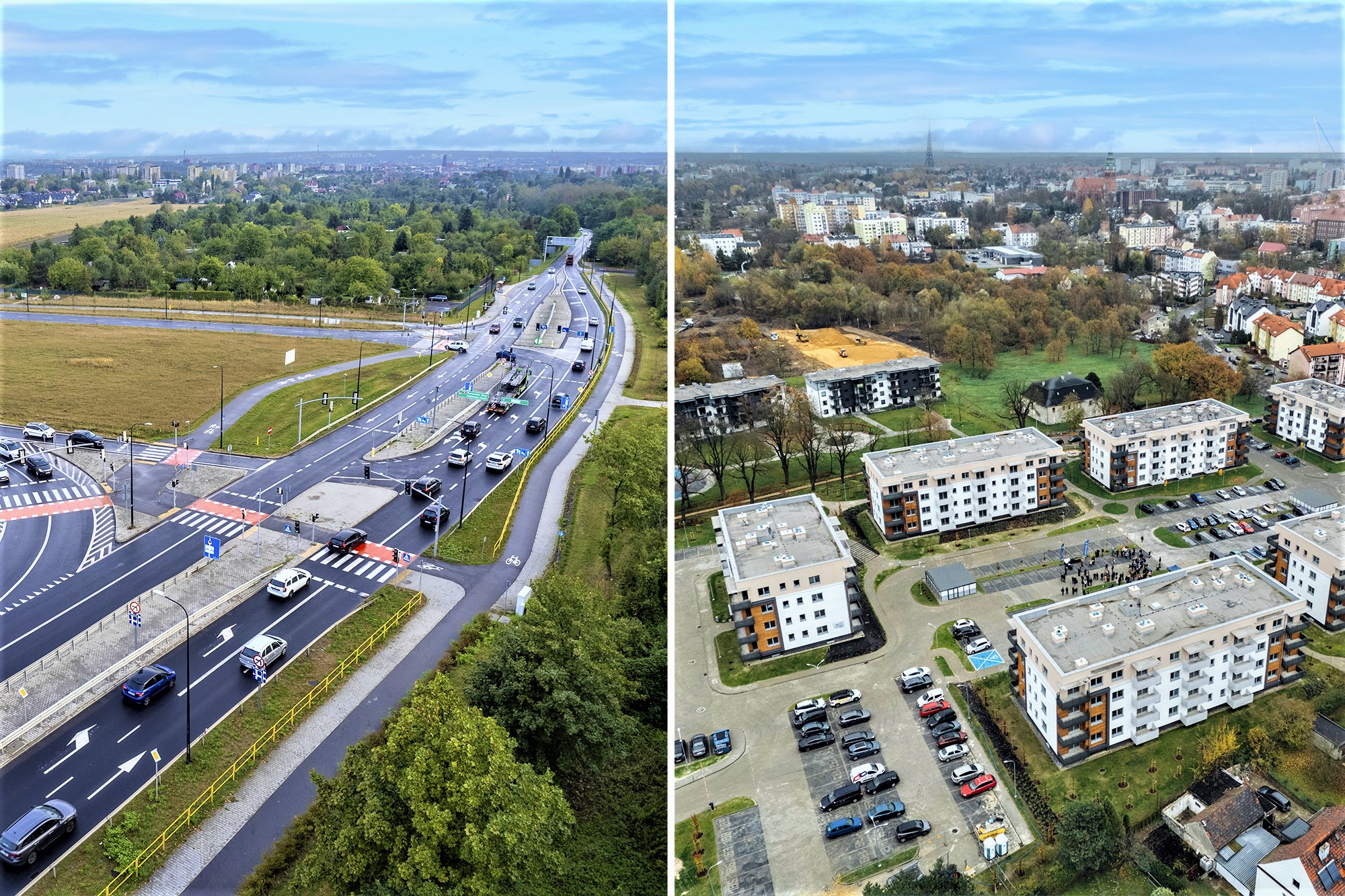 panorama obwodnicy Gliwic w rejonie ul. Rybnickiej i osiedla Dworska-Zbożowa