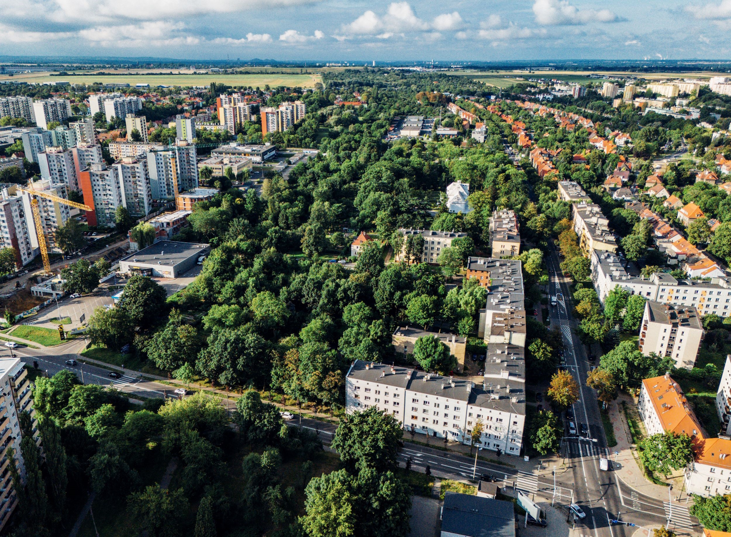 Zdjęcie z góry okolic ulic Rybnickiej i Kochanowskiego