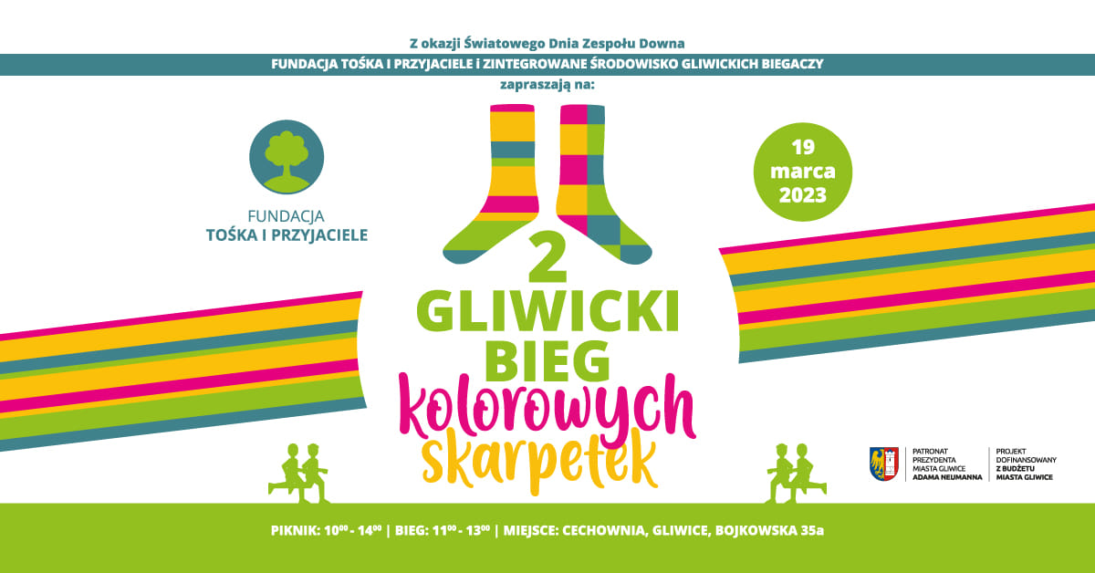 Banner reklamujący II Gliwicki Bieg Kolorowych Skarpetek